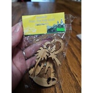 HOLY LAND Souvenir CHRISTMAS ORNAMENT OLIVE WOOD Bethlehem